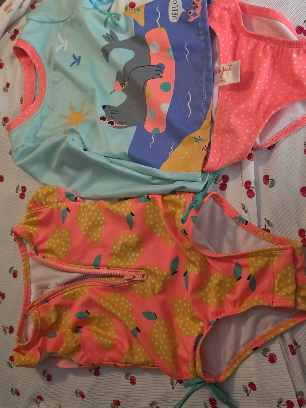Carter's Girls' 2-Piece Swimsuit Set - Coral & Aqua